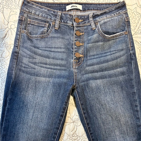 JBD-Just Black Denim Exposed Button Fly Raw Hem Crop Ankle Length Jeans Sz 27 - Picture 2 of 11